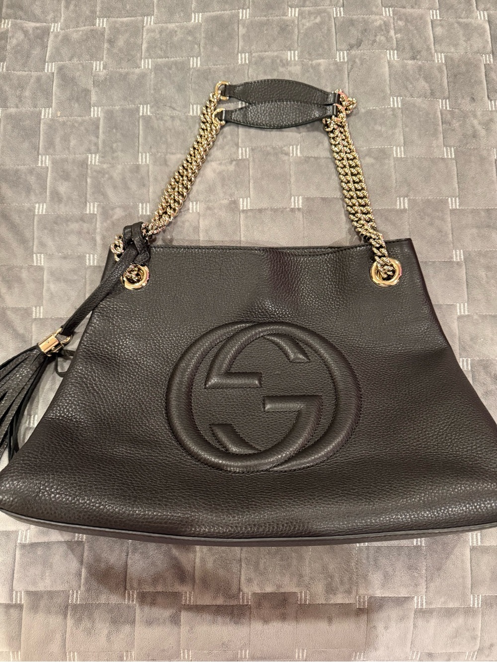 Gucci Black Leather Soho Shoulder Bag and matching wallet